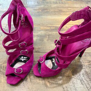 BCBG Generation Pink Suede Platform STRAPPY Heels Size 7